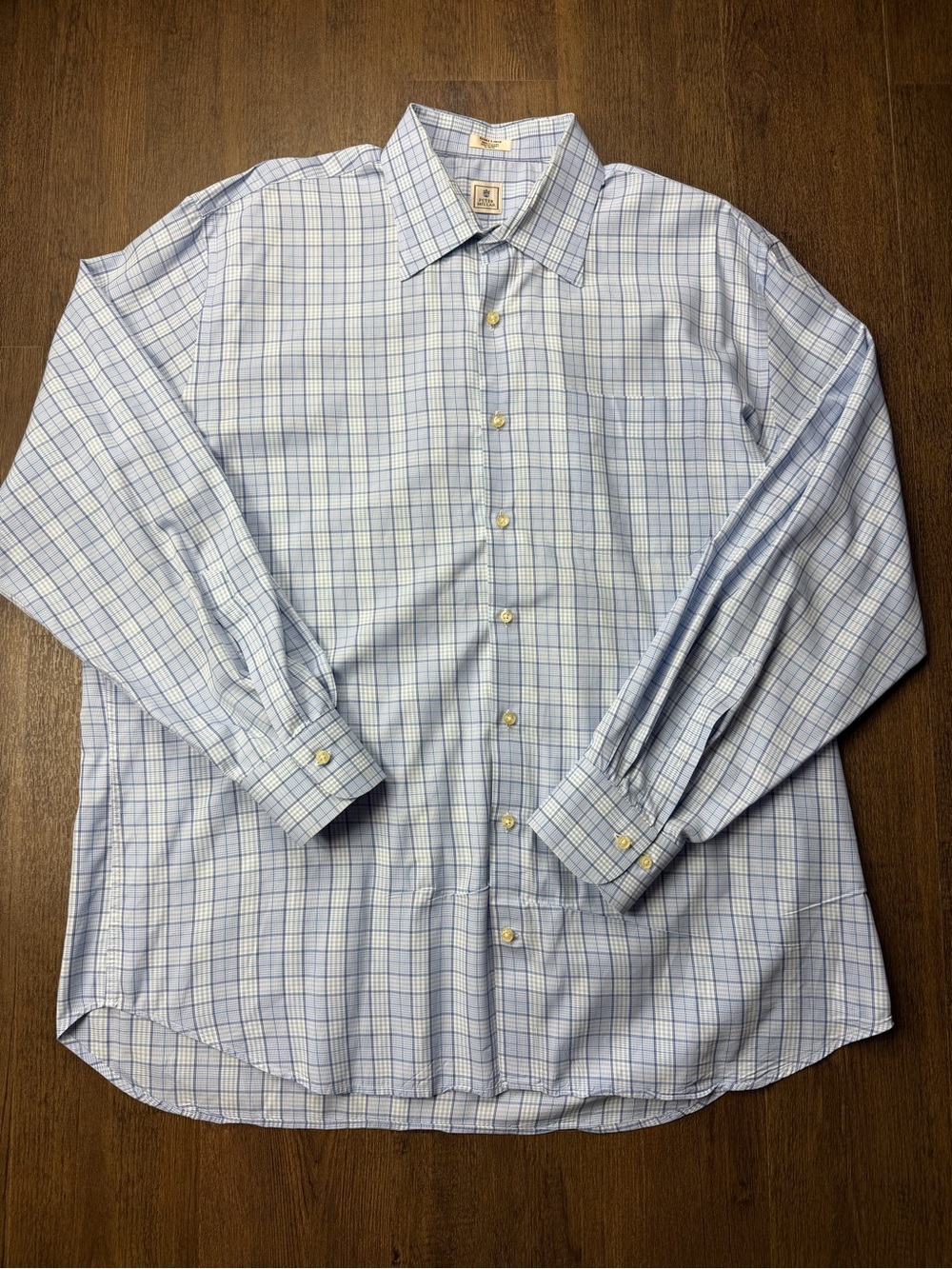 Peter Millar Light Blue Plaid Long-Sleeve Dress Shirt